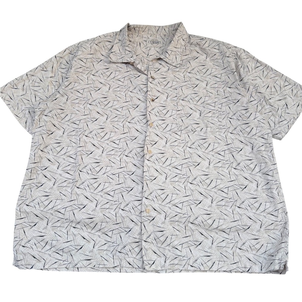Vintage Classics Button Down Shirt Wide 90's Abstract Print Tan Black Retro XL‎
